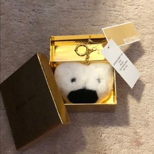 NWT Michael Kors Teddy Bear Pom-Pom Keychain!!